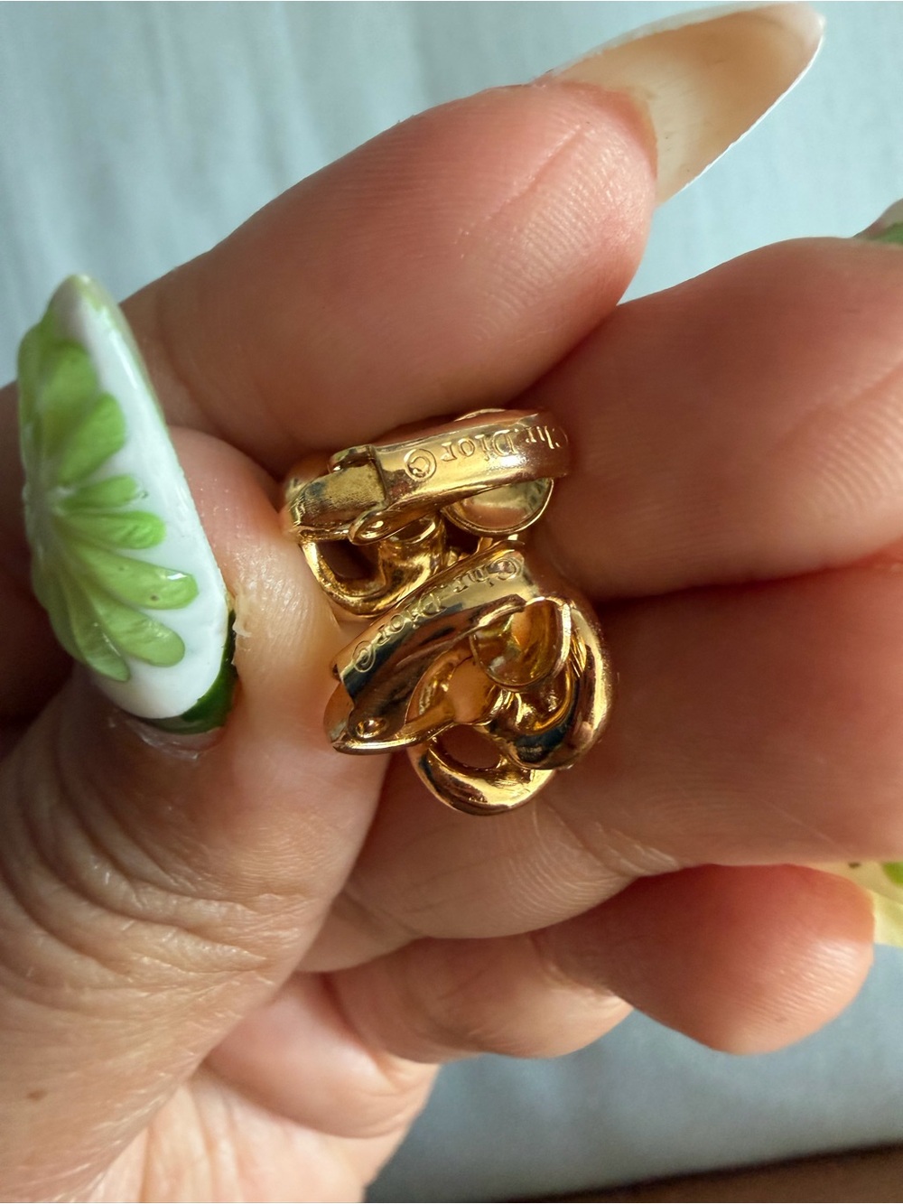 Dior Gold-Tone Knot Stud Earrings with Crystal Accents - Women Jewelry - Picture 5 of 9